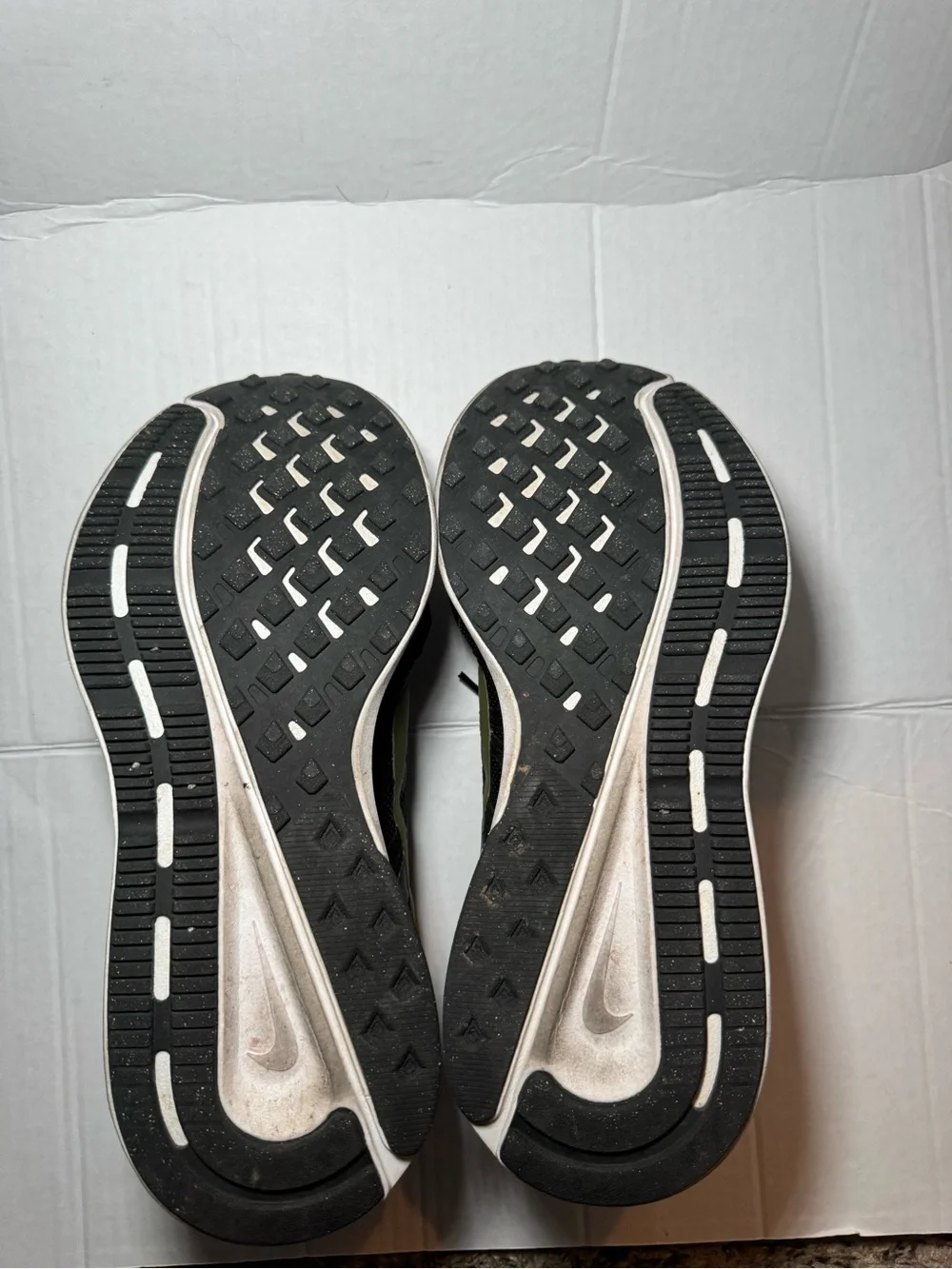 Nike Men’s Black Athletic Shoes with Olive Swoosh